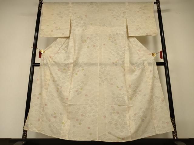平和屋着物＊夏物　小紋　絽　舞花文　正絹　逸品　AABI4721jd