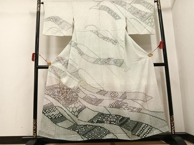 平和屋着物●訪問着　総絞り　草花文　正絹　逸品　AABI4930ph