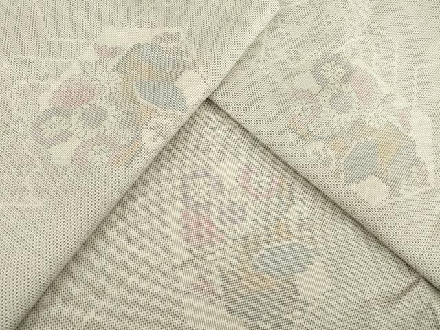 平和屋着物●本場大島紬　白大島　カタス7マルキ　亀甲花文　正絹　逸品　AABI4548ck