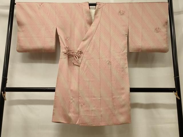 平和屋着物＃中国三大刺繍　スワトウ刺繍　道中着　斜線楓丸文　暈し染め　ロング丈　正絹　逸品　CABF8967in
