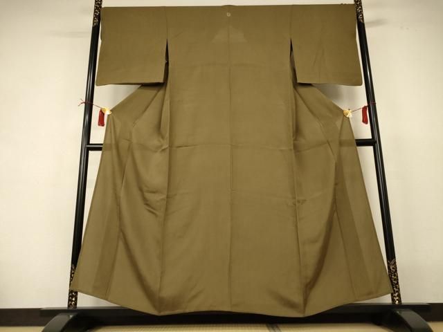 平和屋着物＊夏物　色無地　絽　国防色　正絹　逸品　AABI4747jd