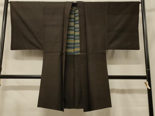 平和屋着物＃男性　長羽織　紬地　黒地　正絹　逸品　CABF8966in 平和屋着物＃男性 長羽織 紬地 黒地 正絹 逸品 CABF8966in 【公式通販】
