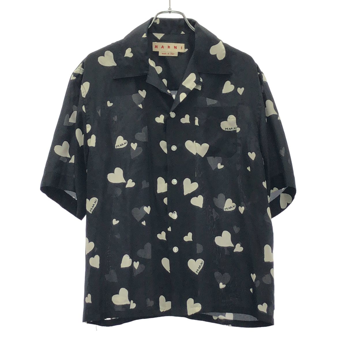 MARNI マルニ 23AW ハートシルクオープンカラーシャツ CUMU0213A4 ブラック 44