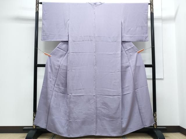 平和屋着物▽無地絵羽訪問着　単衣　立波地紋　半色　正絹　逸品　CABG2567th