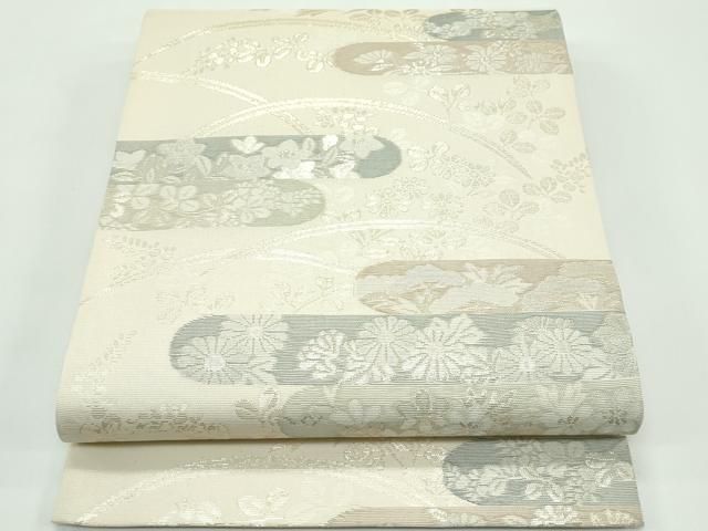 平和屋着物＊夏物　六通柄袋帯　秋草霞文　金糸　正絹　逸品　未使用　CABG7286rv