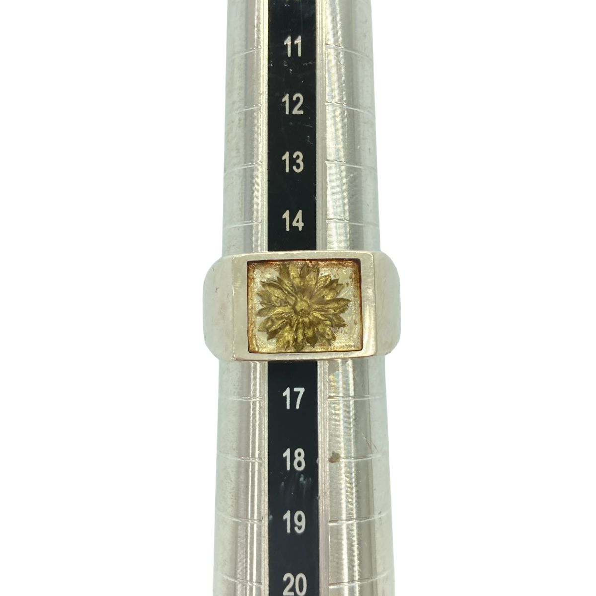 XOLO JEWELRY ショロジュエリー Signet Ring with Gray &Gold Flower 