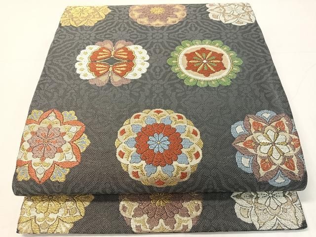 平和屋着物▽西陣　六通柄袋帯　スリーシーズン　春夏秋　正倉院花蝶文　金銀糸　証紙付き　正絹　逸品　CABH4457vp