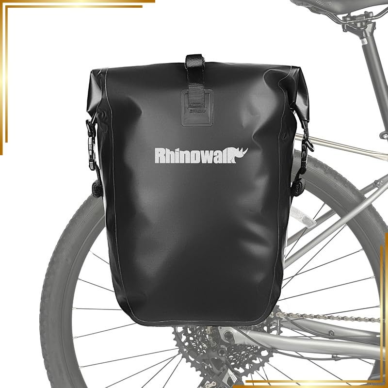 【新品】 Rhinowalk (ライノウォーク) 自転車バッグ 防水 自転車パニエバッグ 25L 自転車カーゴラック サドルバッグ ショルダーバッグ ノートパソコン パニエラック 自転車バッグ プロフェッショナルサイクリングアクセサリー - ブラック