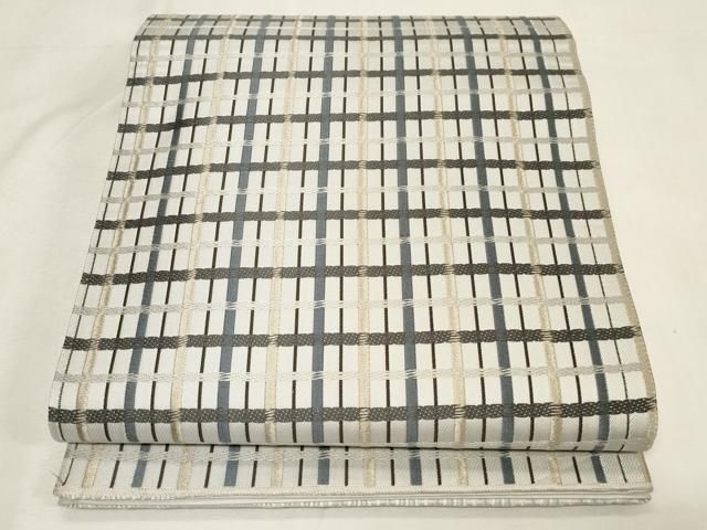 平和屋着物●六通柄袋帯　格子柄　正絹　逸品　CABG9551dy