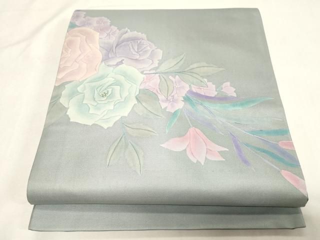 平和屋着物●太鼓柄袋帯　作家物　手描き　草花文　正絹　逸品　CABG9555dy 19,500円