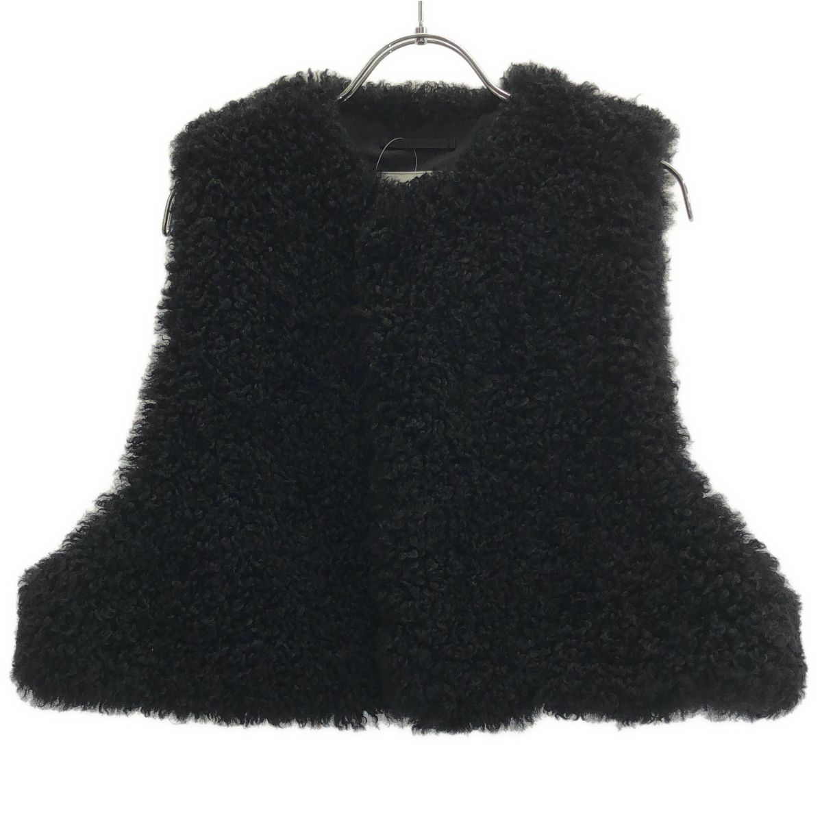 HYKE ハイク 24AW FAUX SHERLING CROPPED VEST ファーシャーリングクロップドベスト 242-17406 ブラック OS
