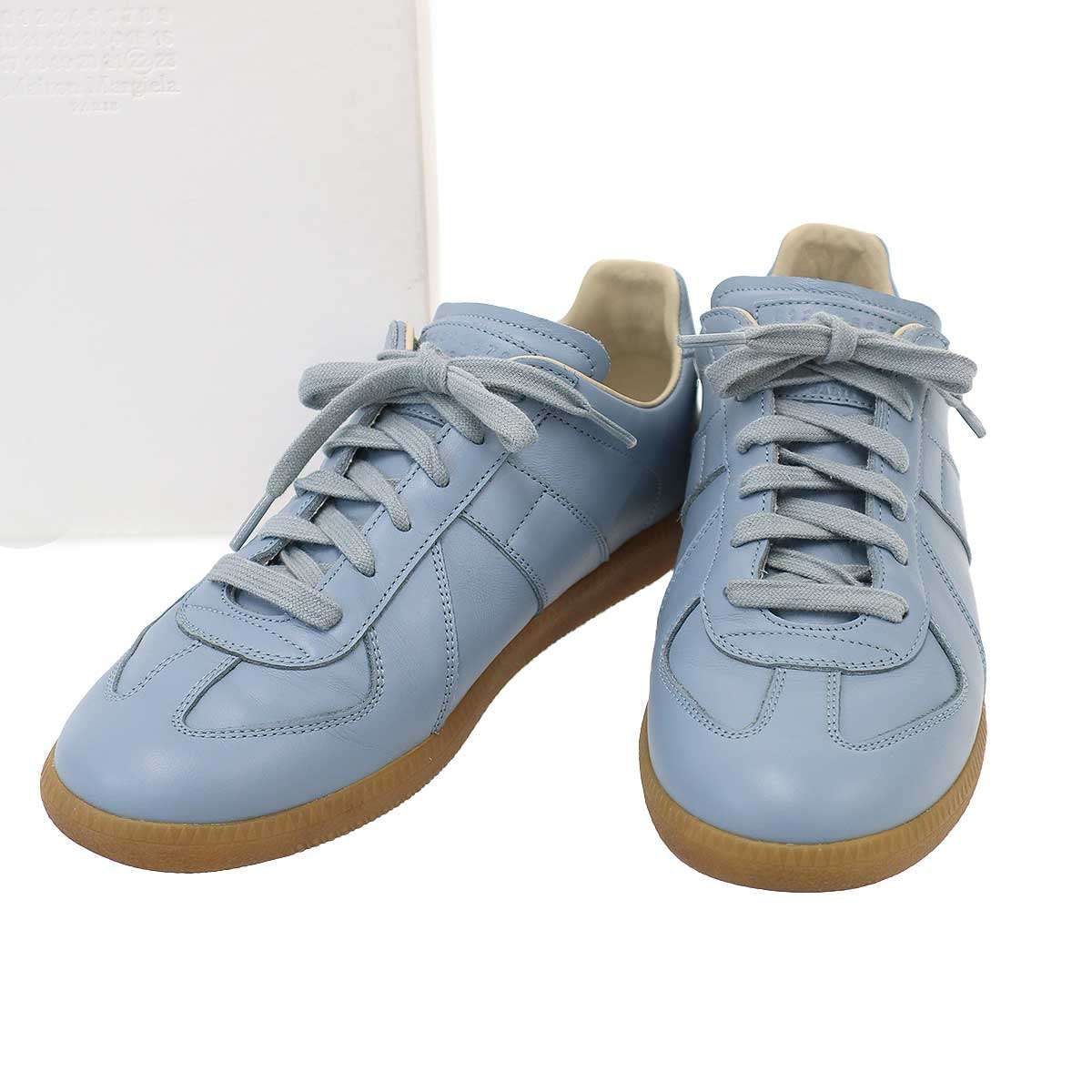 Maison Margiela 22 メゾン マルジェラ 23SS RECICLA ジャーマントレーナー レザースニーカー S57WS0469 サックスブルー 41