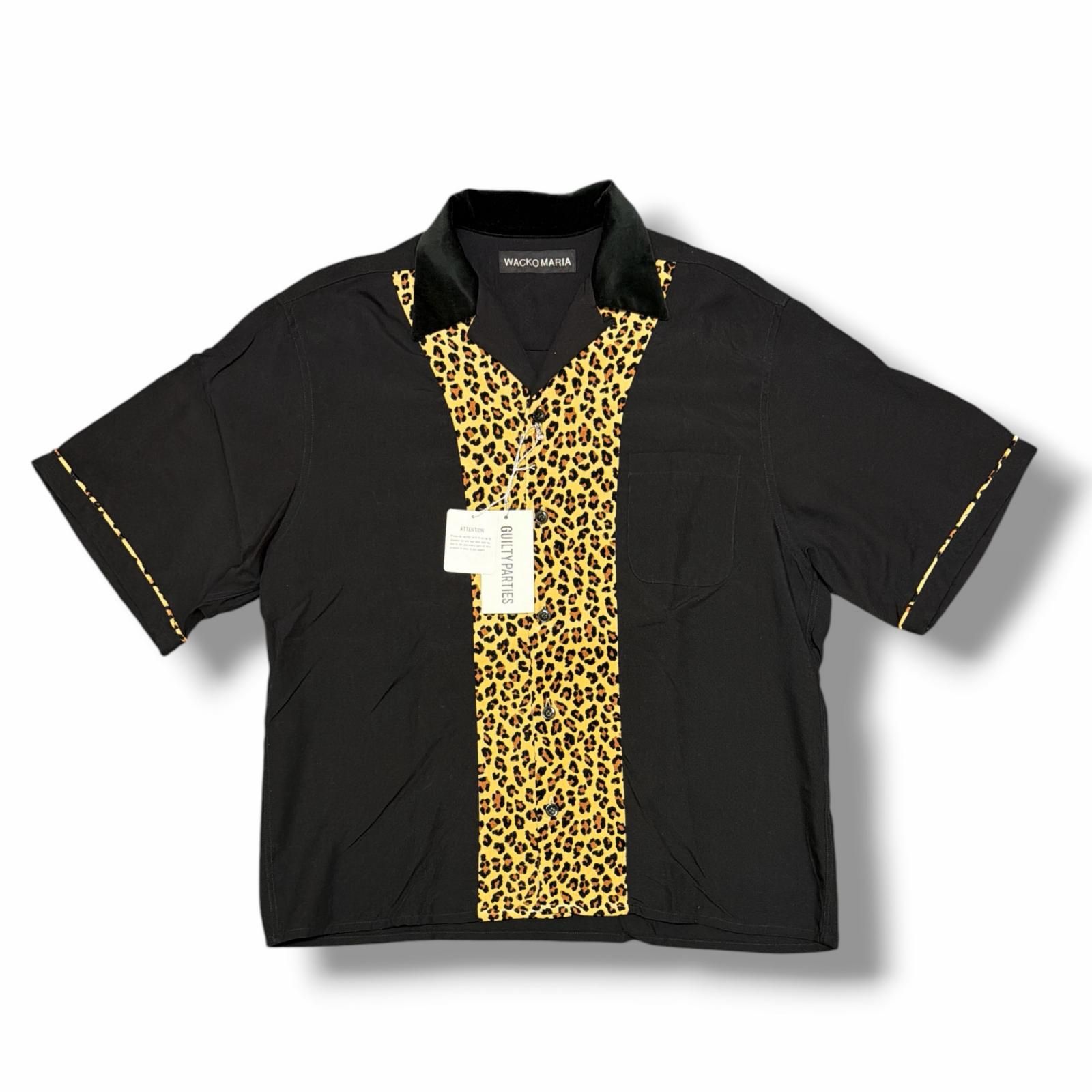 参考上代35200円 WACKO MARIA 25SS SWITCHING SHIRT S/S スウィッチングシャツ 半袖 開襟 ワコマリア 25SS-WMS-OC14 ブラック M （15115M）