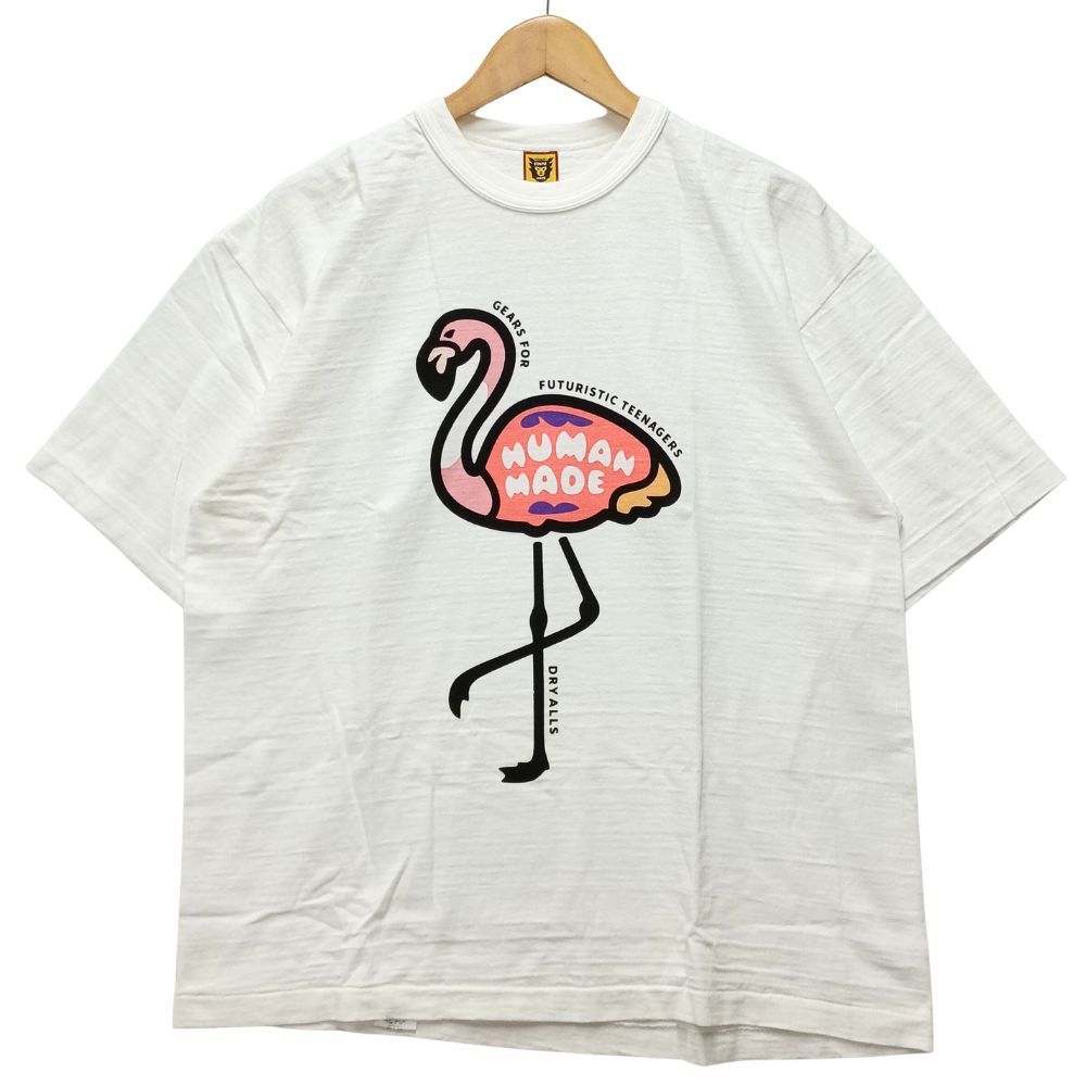 HUMAN MADE ヒューマンメイド HM23TE031 フラミンゴ プリント 半袖Tシャツ ホワイト サイズXXL 正規品 / 55149