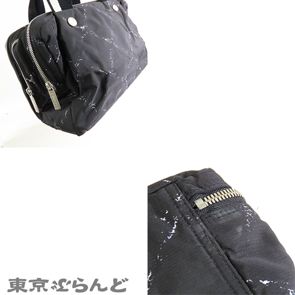 シャネル CHANEL 旧トラベルライン ミニボストンバッグ ブラックx 