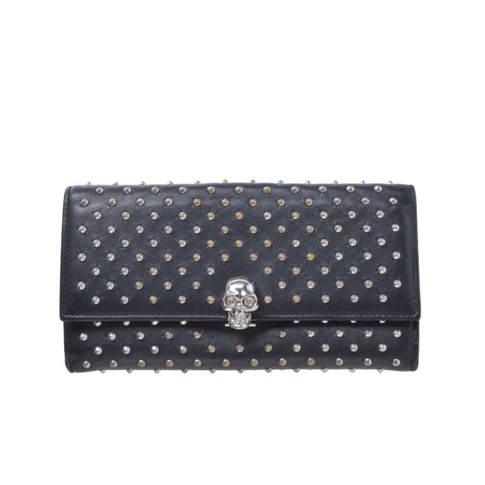 Alexander McQueen スカル モチーフ スタッズ レザー ウォレット 長財布