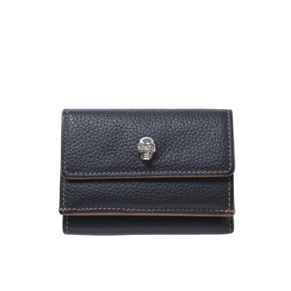 Alexander McQueen スカル モチーフ レザー コンパクト ウォレット 財布
