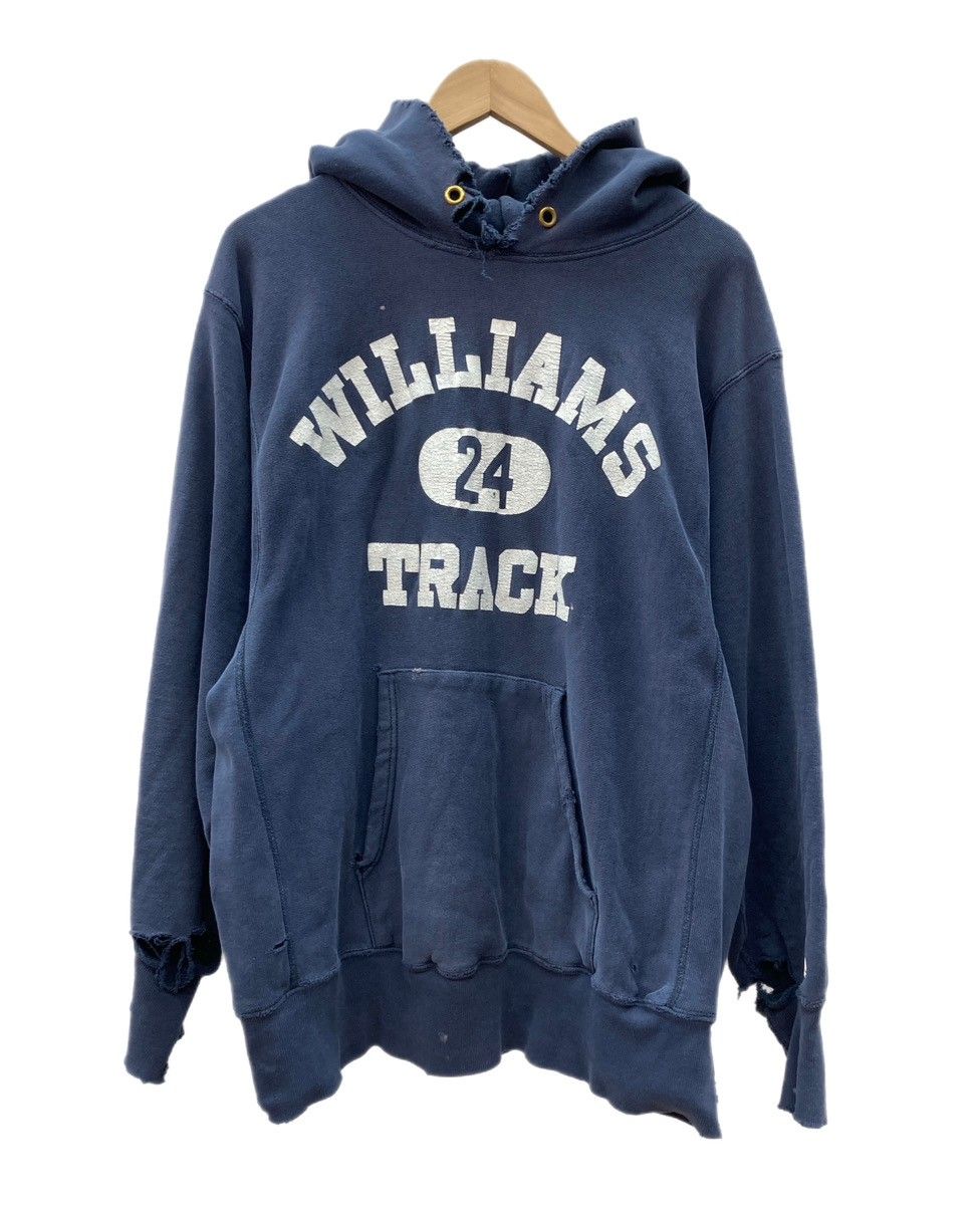 チャンピオン Champion REVERSE WEAVE リバースウィーブ 90's 90年代 刺繡タグ USA製 3段 カプセル フェード 紺 パーカ プリント ネイビー Lサイズ 104MT-3134