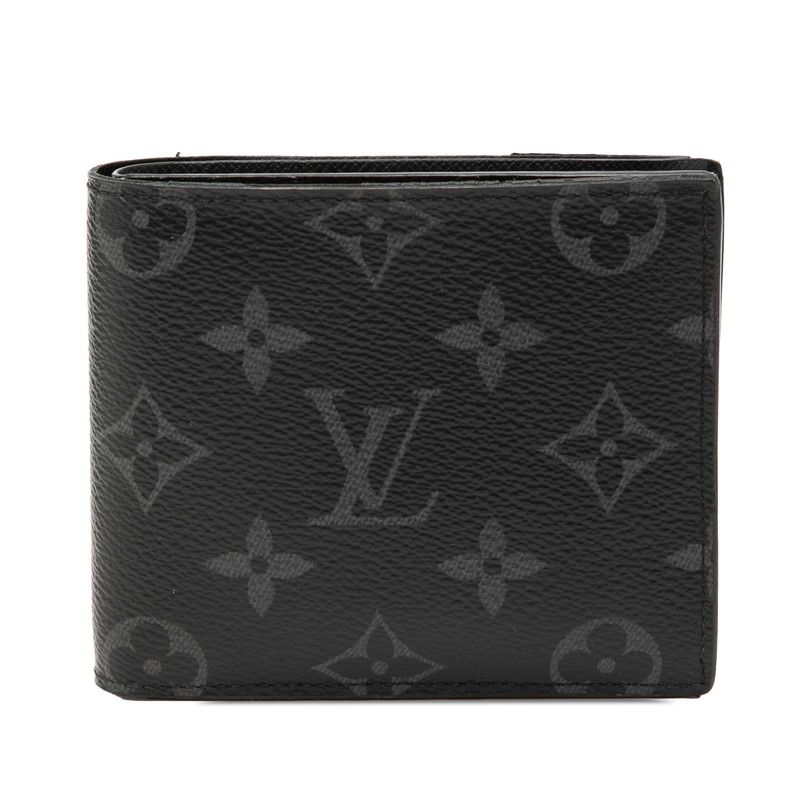 ルイ ヴィトン モノグラム エクリプス ポルトフォイユ マルコNM 二つ折り財布 M62545 ブラック PVC レザー メンズ LOUIS VUITTON【1-0270252】