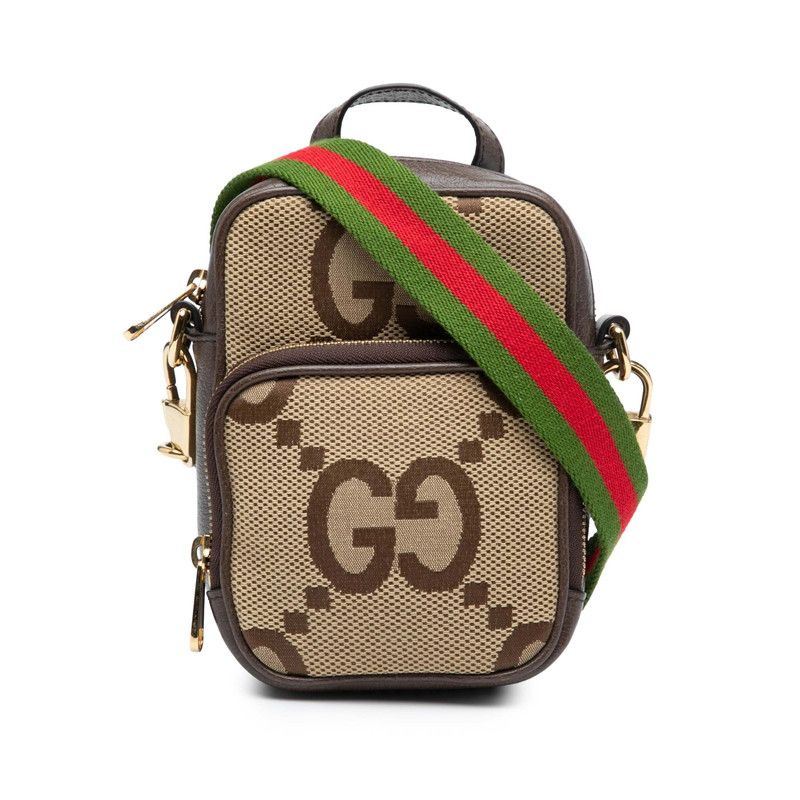 グッチ ジャンボGG ハンドバッグ ショルダーバッグ 2WAY 696072 ベージュ ブラウン キャンバス レザー レディース GUCCI【1-0272136】
