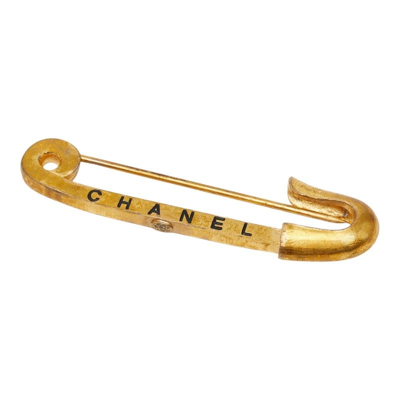 シャネル 安全ピン ロゴ ブローチ 01A刻印 ゴールド メッキ レディース CHANEL【1-0272512】