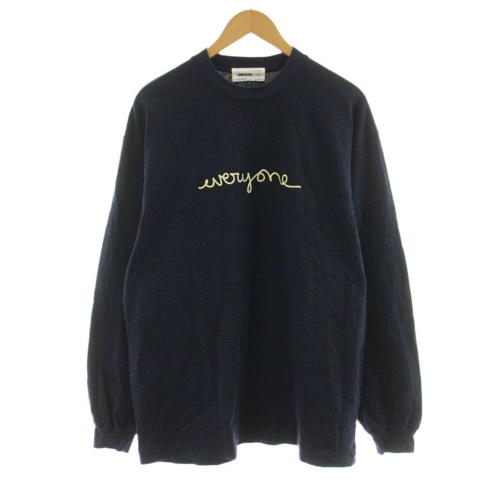 エブリワン everyone long Sleeve tee shirt Tシャツ カットソー 長袖 ロゴ プリント XL 紺 ネイビー EV23-CS10 /KU