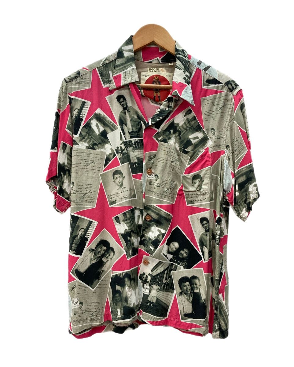 サンサーフ SUN SURF KEONI OF HAWAII BROTHER TOM FAMILY BOND ケオニ・オブ・ハワイ ファミリーボンド ブラザートム アロハシャツ SS34670 半袖シャツ 総柄 ピンク Mサイズ 104MT-3138