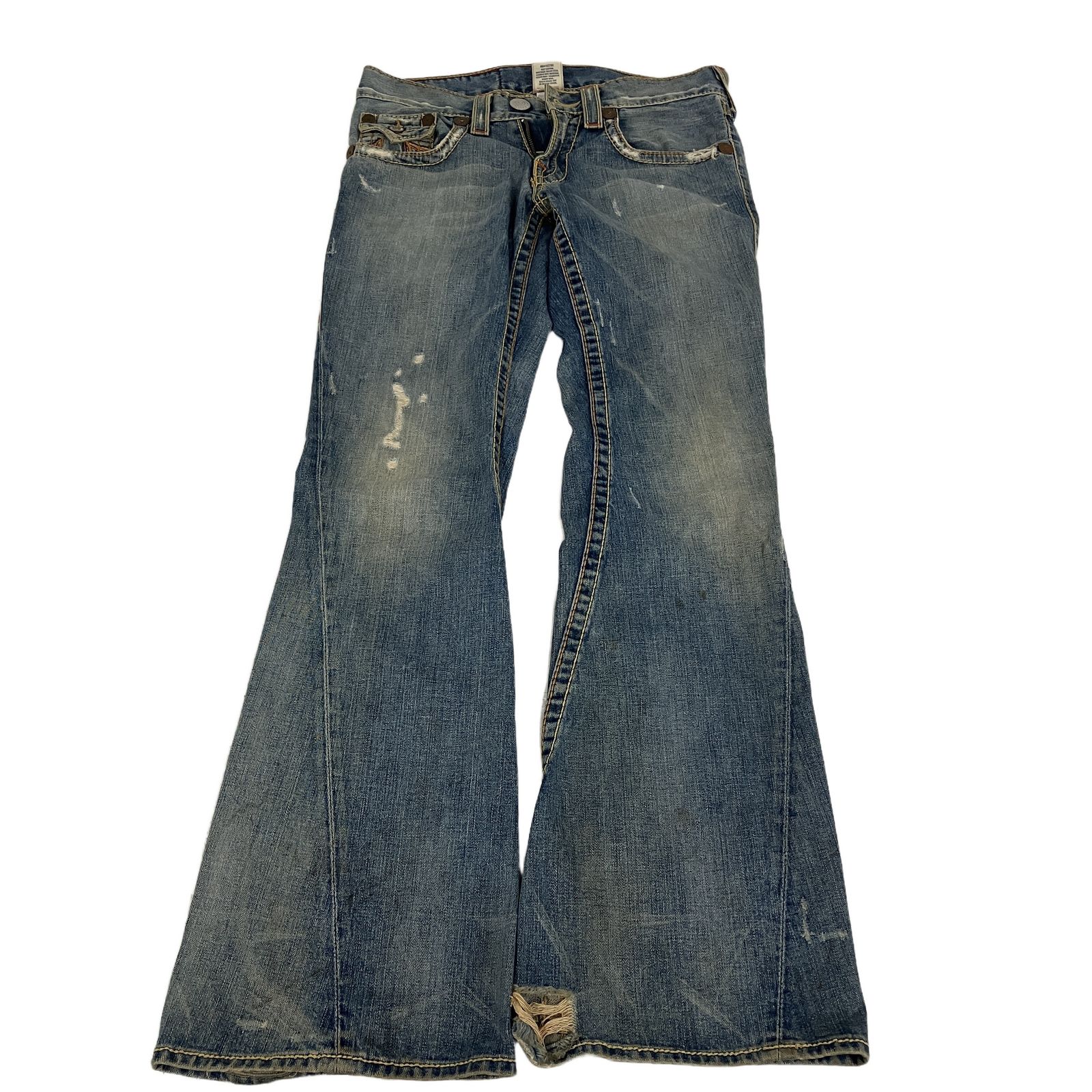 TRUE RELIGION RAINBOW JOEY 112790 レインボーステッチ SEAT33 トゥルー レリジョン パンツ ダメージ ジーンズ 中古 O11137729