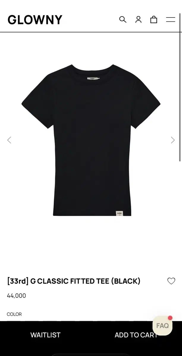 グロウニー G CLASSIC FITTED TEE (BLACK)