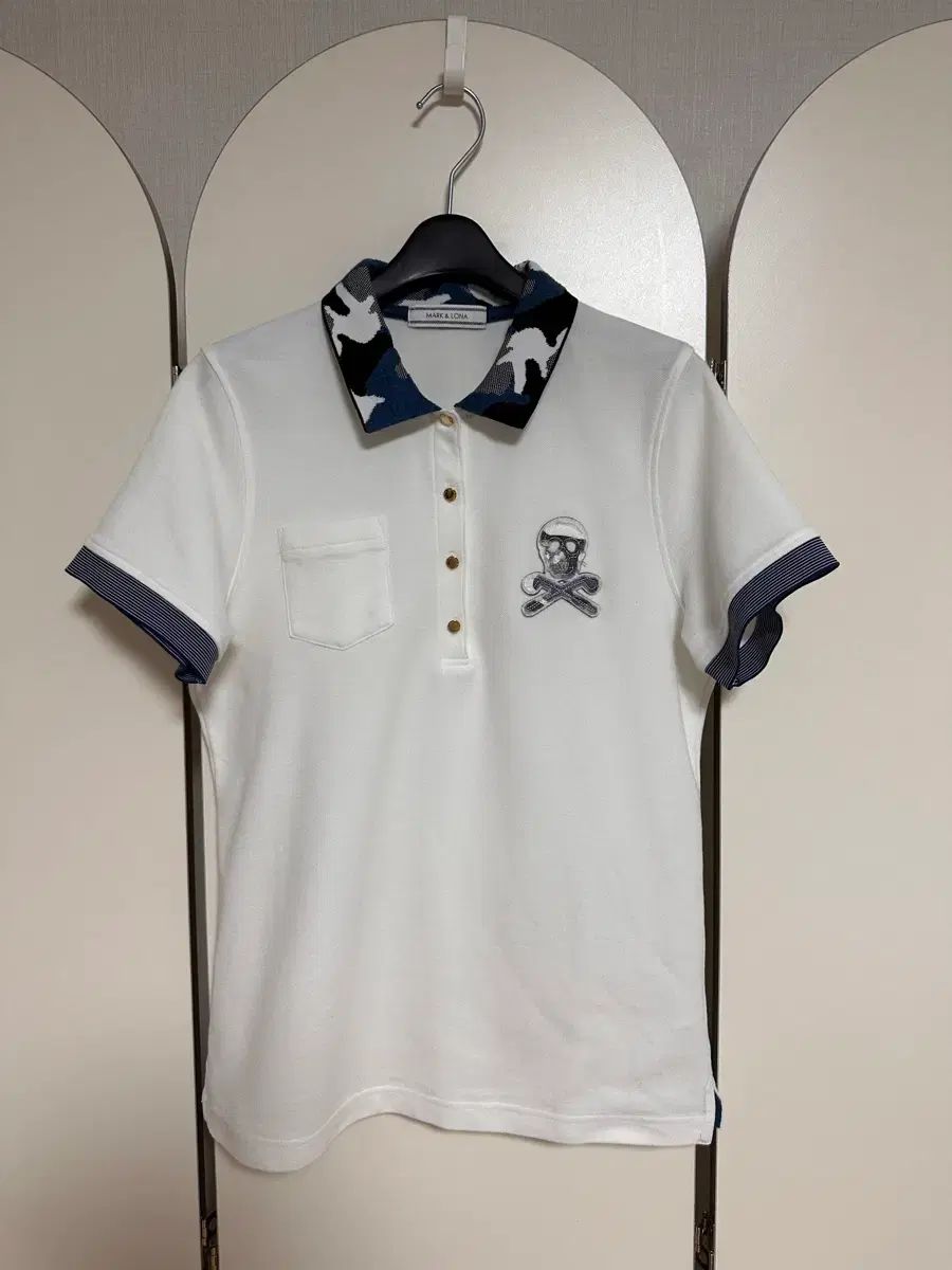 MARK&LONA 白 カモフラージュ 半袖 ポロTシャツ 日本購入正規品 L