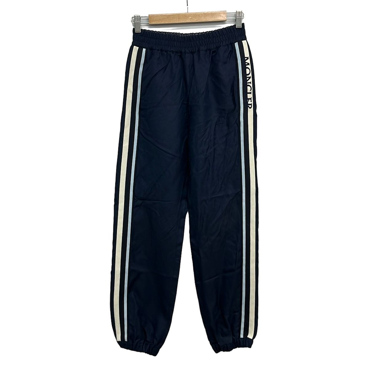 MONCLER(モンクレール) パンツ サイズ38 M レディース PANTALONI ダークネイビー×黒×マルチ フルレングス/ウエストゴム