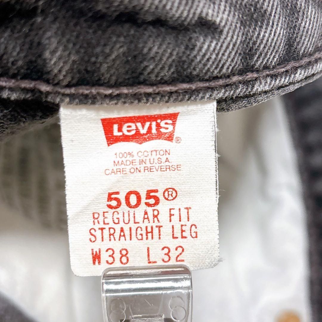 90s Levi's 赤505 USA製 サルファブラック デニム W38 L32 ボタン裏553