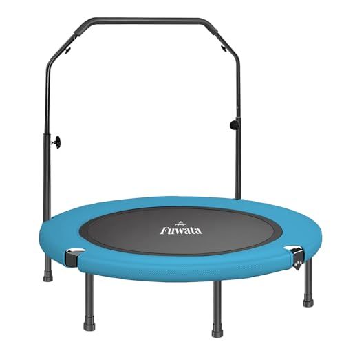 Fuwata トランポリン 手摺付き 室内用 大人用 子供用 大型102cm 耐荷重150kg 静音 折りたたみ ダイエット 家庭用 6本脚Y d0e63695