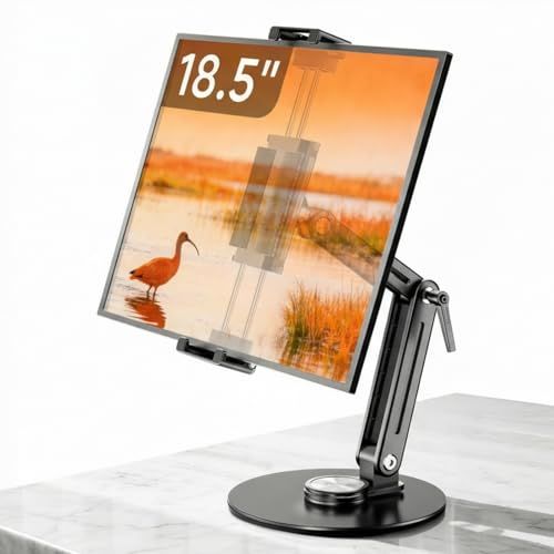 モバイルモニター アームスタンド - 持ち運び 軽量11 12.4 12.9 13 14.6 15.6 16 17 18.4インチSamsung tab Surface Macbook iPad Proに適用する自立式 2段タブレットスタンド 4908e0b0