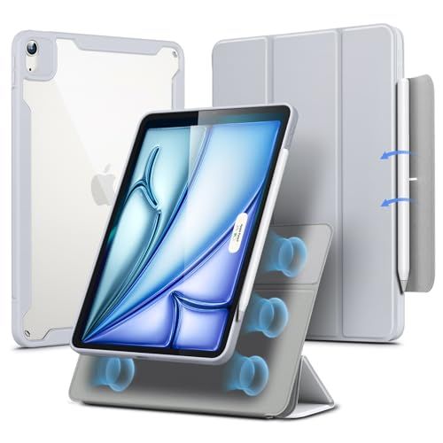 ESR iPad Air 11インチ ケース M4/M3/M2（2026/2025/2024）iPad Air 第5/4世代（2022/2020）対応 着脱式マグネットカバー 分離式デザイン 単体使用可能 縦横対応 多角度スタンド 自動スリープ/ウェイク Pp