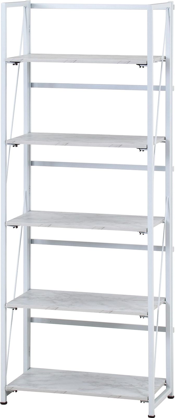 新品 不二貿易 オープンラック 折りたたみ シェルフ 5段 幅61×奥行31×高さ157cm ストーン 大理石調 スチールフレーム アロン 73646 14,850円