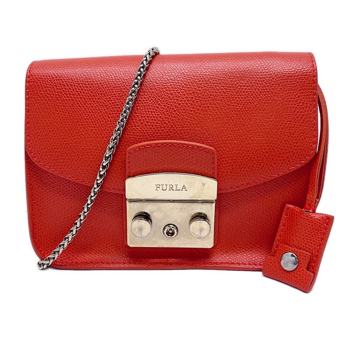 FURLA(フルラ) ショルダーバッグ メトロポリス ピンク チェーンショルダー/ストラップ着脱可/ミニバッグ レザー