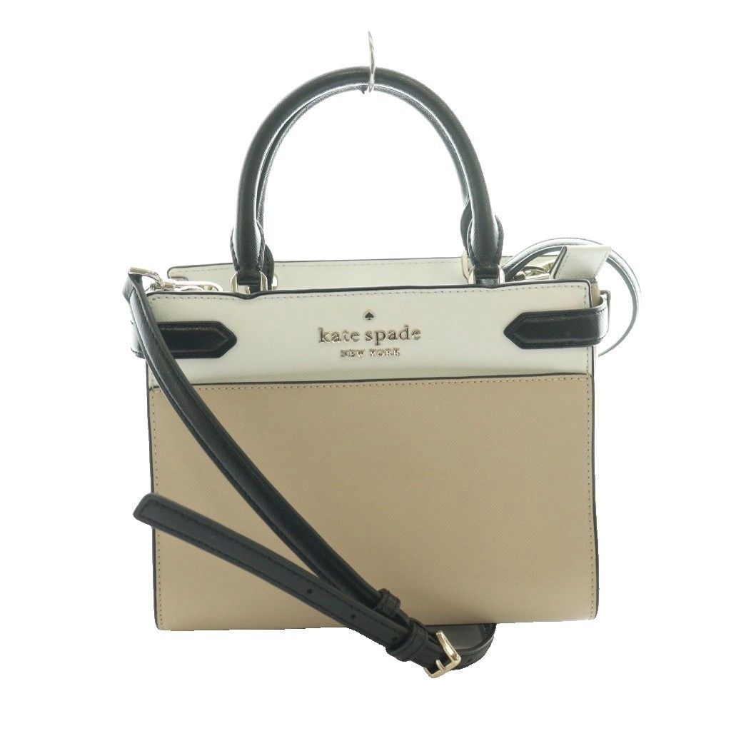 ケイトスペード KATE SPADE ステイシー カラーブロック ラージ サッチェル 2WAYバッグ ハンド ショルダー 白 ホワイト ウォームベージュ WKRU6950 /SS ■OS