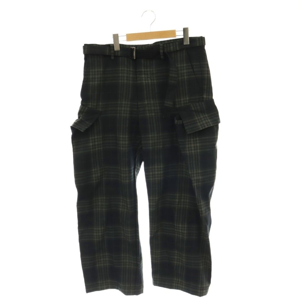 サカイ sacai Plaid Pants チェックパンツ カーゴ ジッパーフライ 3 ブラック チャコールグレー ミントグリーン 25-03824 /DO ■OS