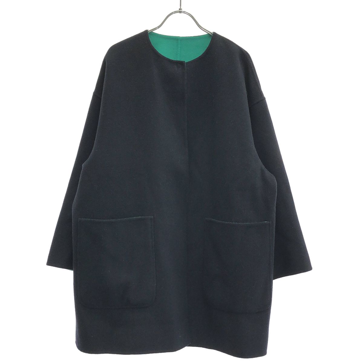UNITED ARROWS ユナイテッドアローズ バイカラー リバーシブル ミドルコート 1525-199-4839 ネイビー系 グリーン 38