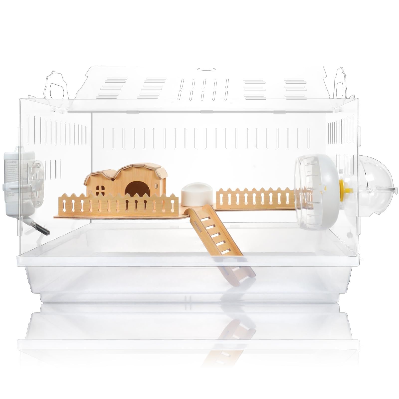RoBeKaU 中大型ハムスターケージ ケージ hamster cage 透明度高 掃除しやすい 持ち運び 通気穴いっぱい 多頭飼育用 御洒落 ハムスター クリア イージーホーム デグー アクリル アクセサリ (透明A)pms c9abcafa