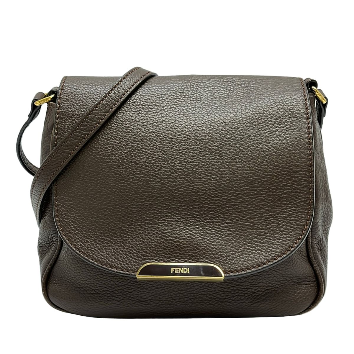 FENDI(フェンディ) ショルダーバッグ - 8BT214 ダークブラウン レザー 