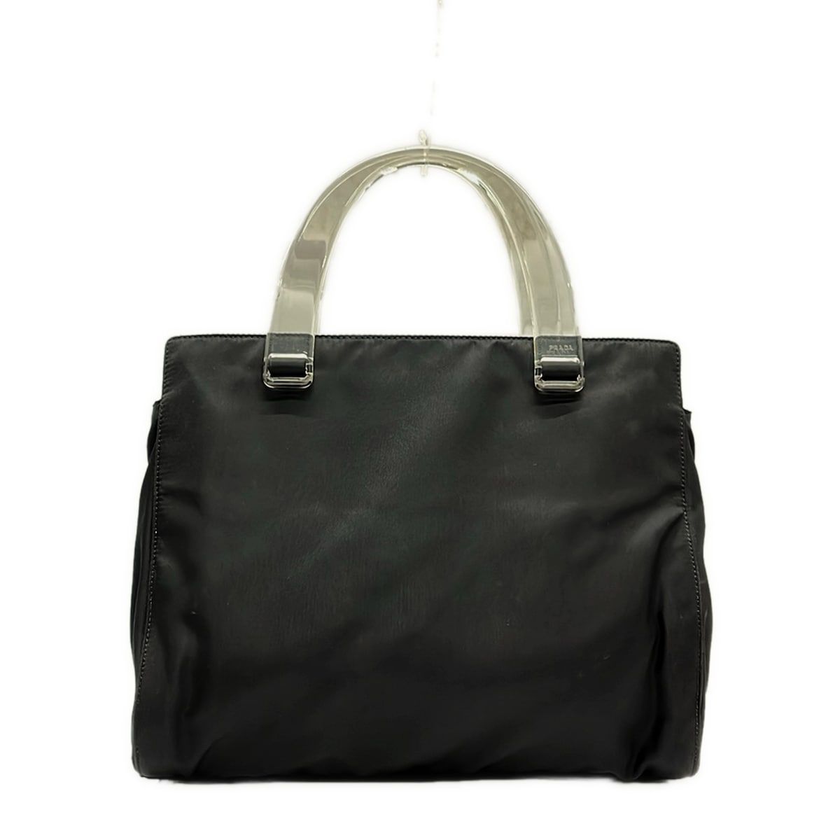 PRADA(プラダ) トートバッグ - 黒×クリア プラスチックハンドル