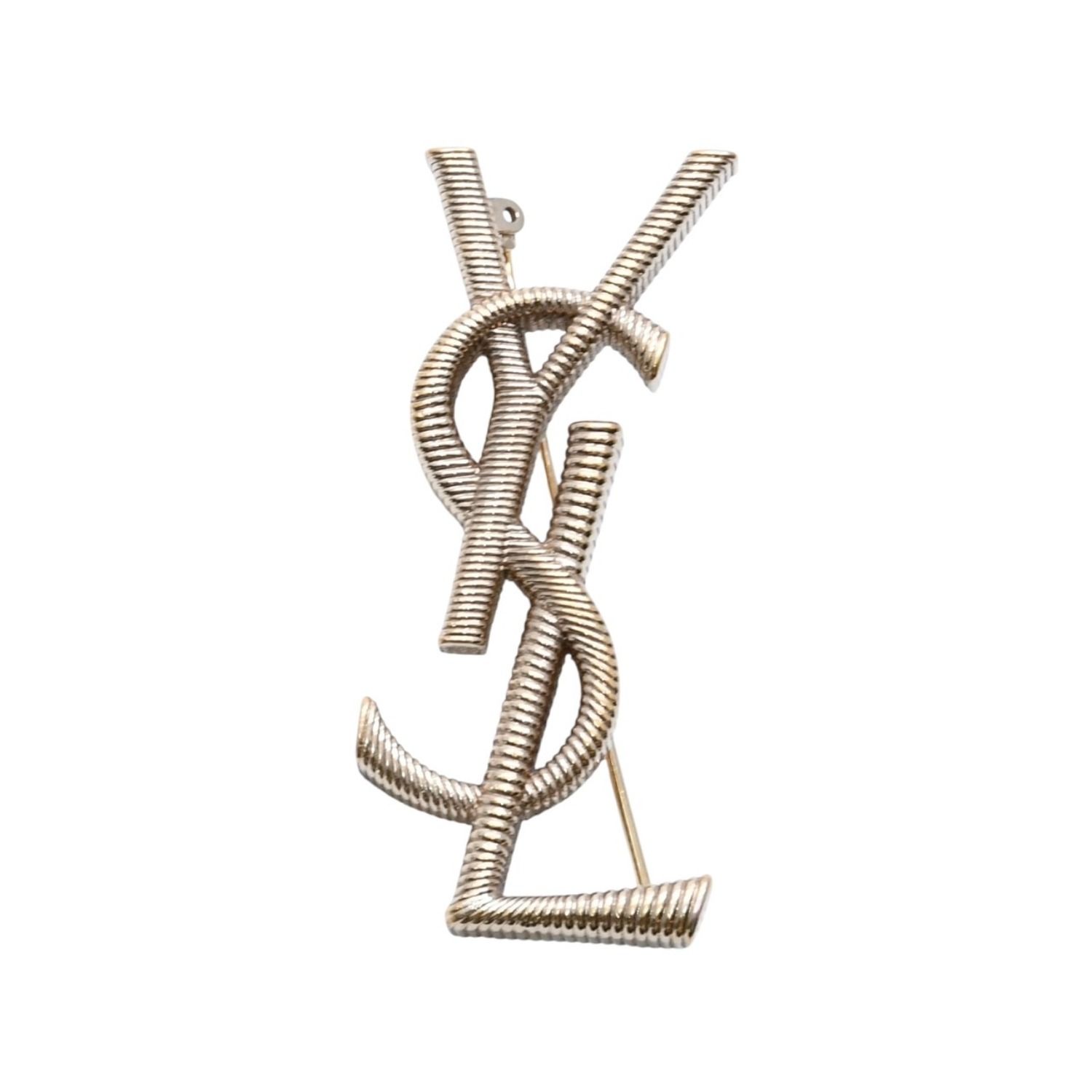 YVES SAINT LAURENT イヴ・サンローラン ブローチ カサンドラ ブランドロゴ オピウム ゴールド 美品 中古 4a002400