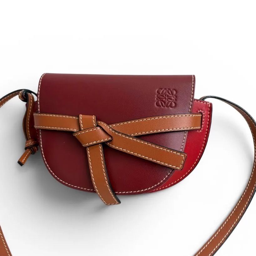 LOEWE ロエベ ミニ ゲート ショルダーバッグ レザー ボルドー
