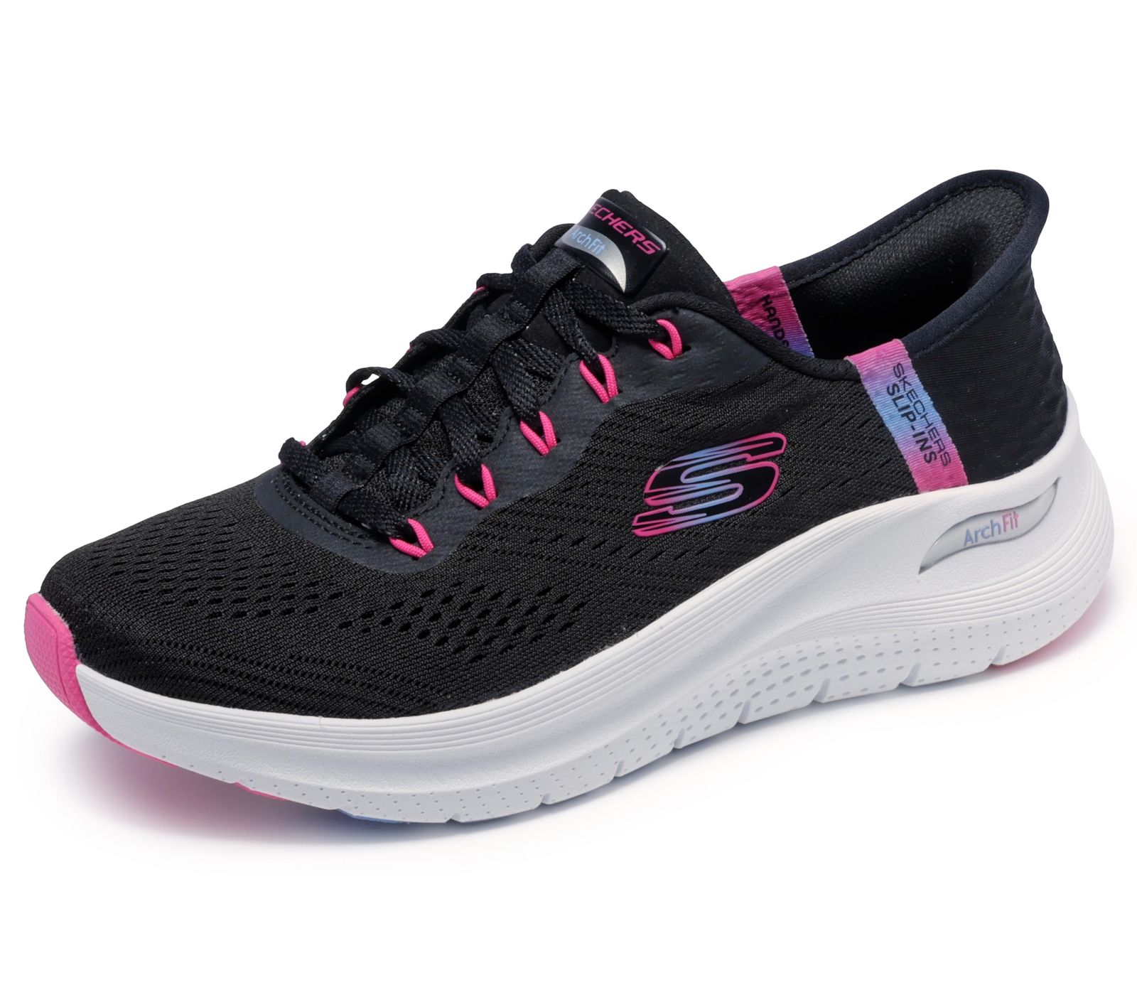 新品 Skechers レディース アーチフィット 2.0 イージーシック ハンズフリー スリップインスニーカー Bkhp=ブラック/ホットピンク 24.0 cm