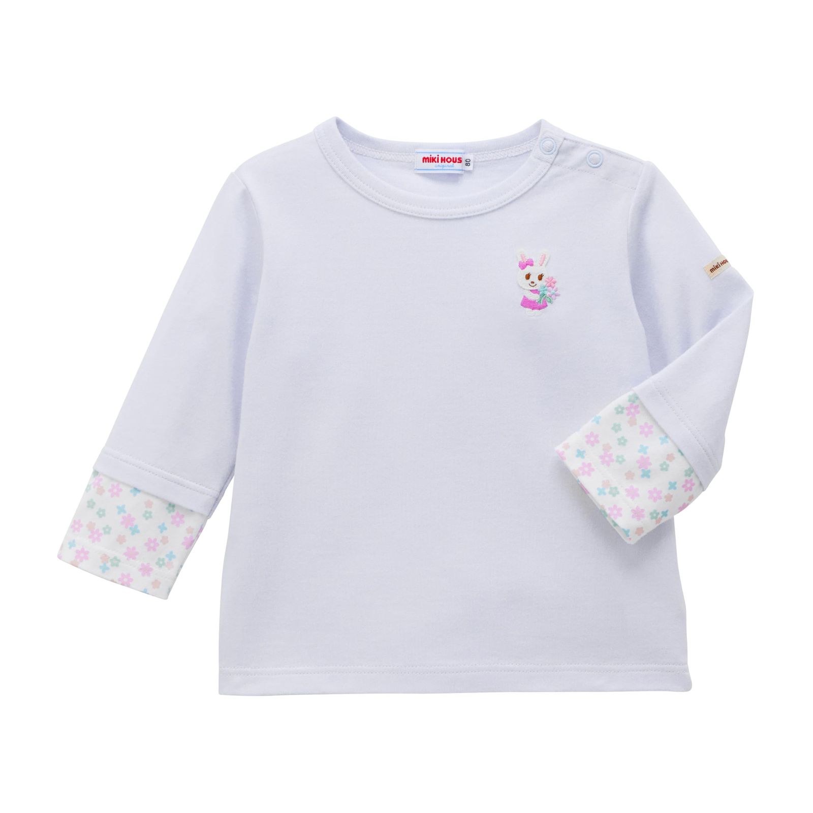 新品 [ミキハウス] 長袖Ｔシャツ くま うさぎ 男の子 女の子 ベビー キッズ 子供服 ワンポイント 通園 通学 10-5263-140 130cm サックス