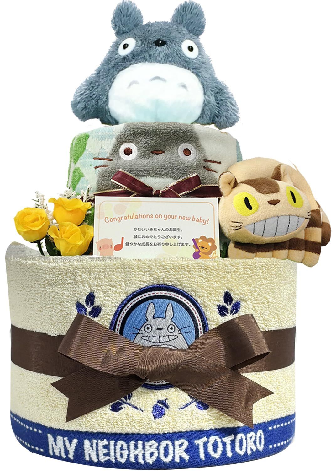 KanonBabys おむつケーキ 男の子 女の子 出産祝い 赤ちゃん 誕生日 ベビーシャワー ギフト 2段 Mサイズ tot2013 [ハーフバースデー・1歳の誕生日にオススメおむつサイズＭ]