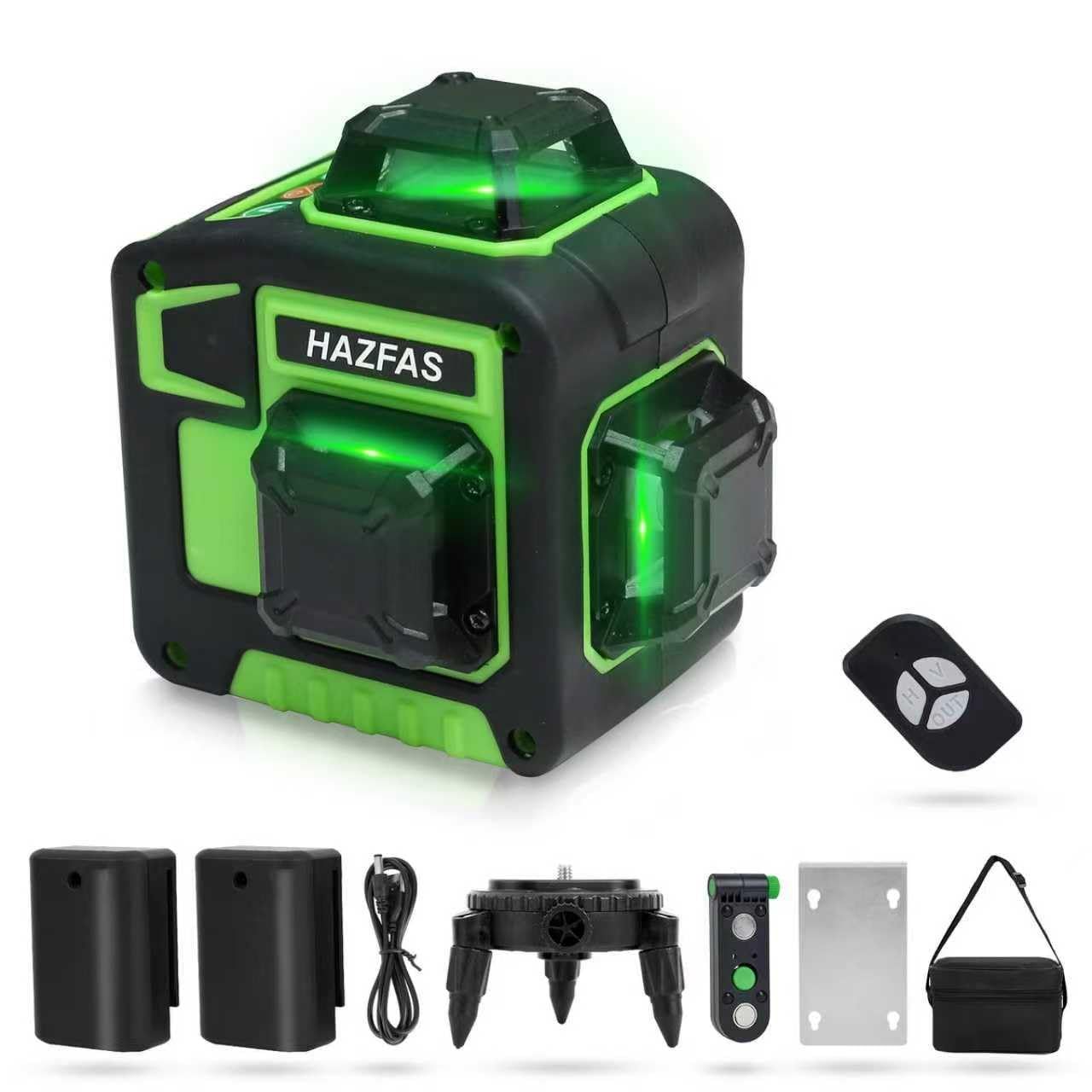 レーザー墨出し器、墨出しレーザー、3Dグリーンレーザー墨出し器、3x360°、水平器 レーザー ビルドとアライメント用、充電式バッテリー、リモコン、磁気回転スタンド レーザー安全基準:クラス2 12ライン HEILV-SPY(沖縄・離島の方発 e77b7f3f