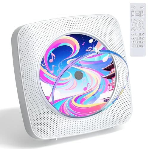 CDプレーヤー cdラジカセ Bluetooth 受信/送信 スピーカー内蔵 卓上＆壁掛け式 プレイヤー 1台多役 FM/USB対応 A-Bリピート再生 音楽再生/語学学習/胎児教育 日本語説明書付き 充電不可(白）as faa29e2d